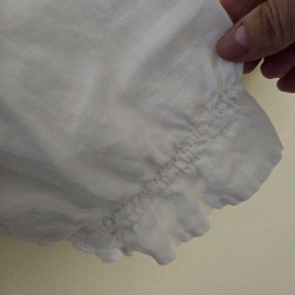 St. Tropez West White Linen Bohemian Peasant Blouse Size L - Picture 3 of 5